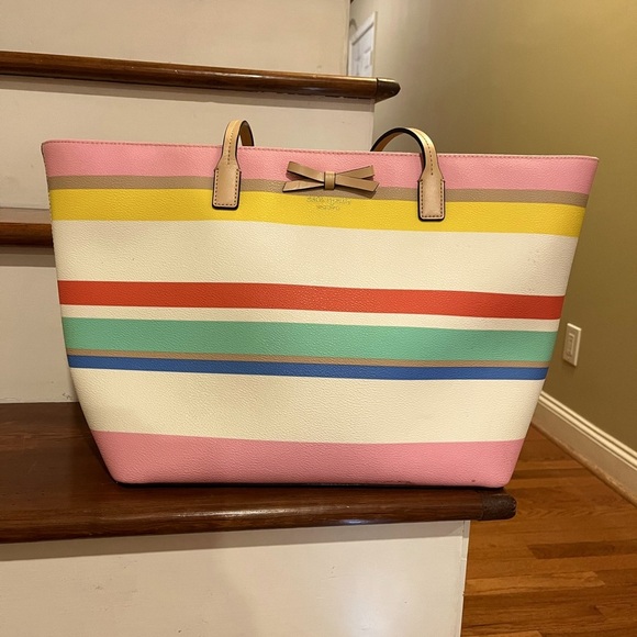 kate spade Handbags - Kate Spade leather pastel stripe tote bag